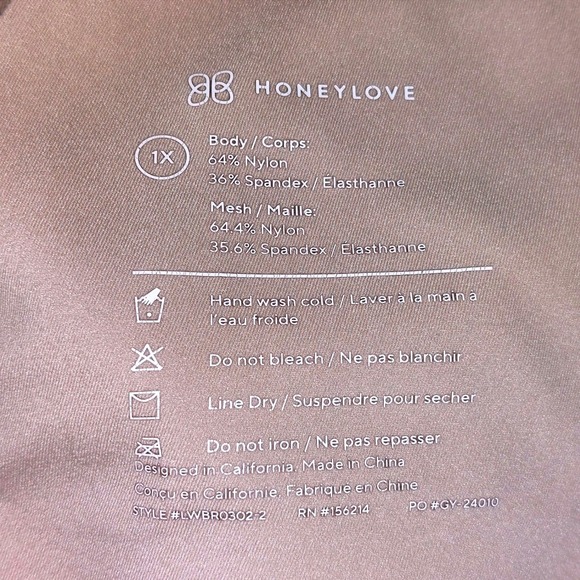 HoneyLove CrossOver Bra Sand 1X Wireless Comfort Smoothing Convertible Strap EUC - Picture 9 of 9